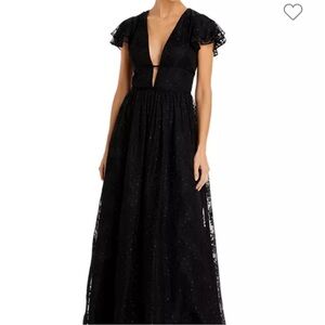 Aidan Mattox size 8 V Neck flutter sleeve gown